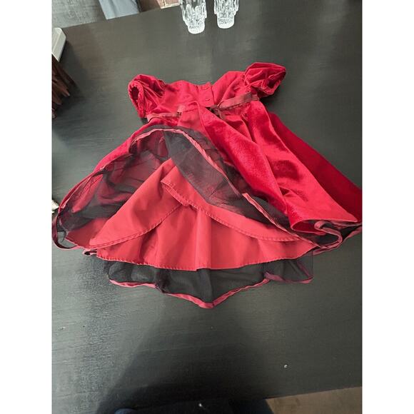 Girls Bonnie Baby Dress Red Velvet 24 Month 2 Collar Crinoline Christmas - Picture 5 of 6
